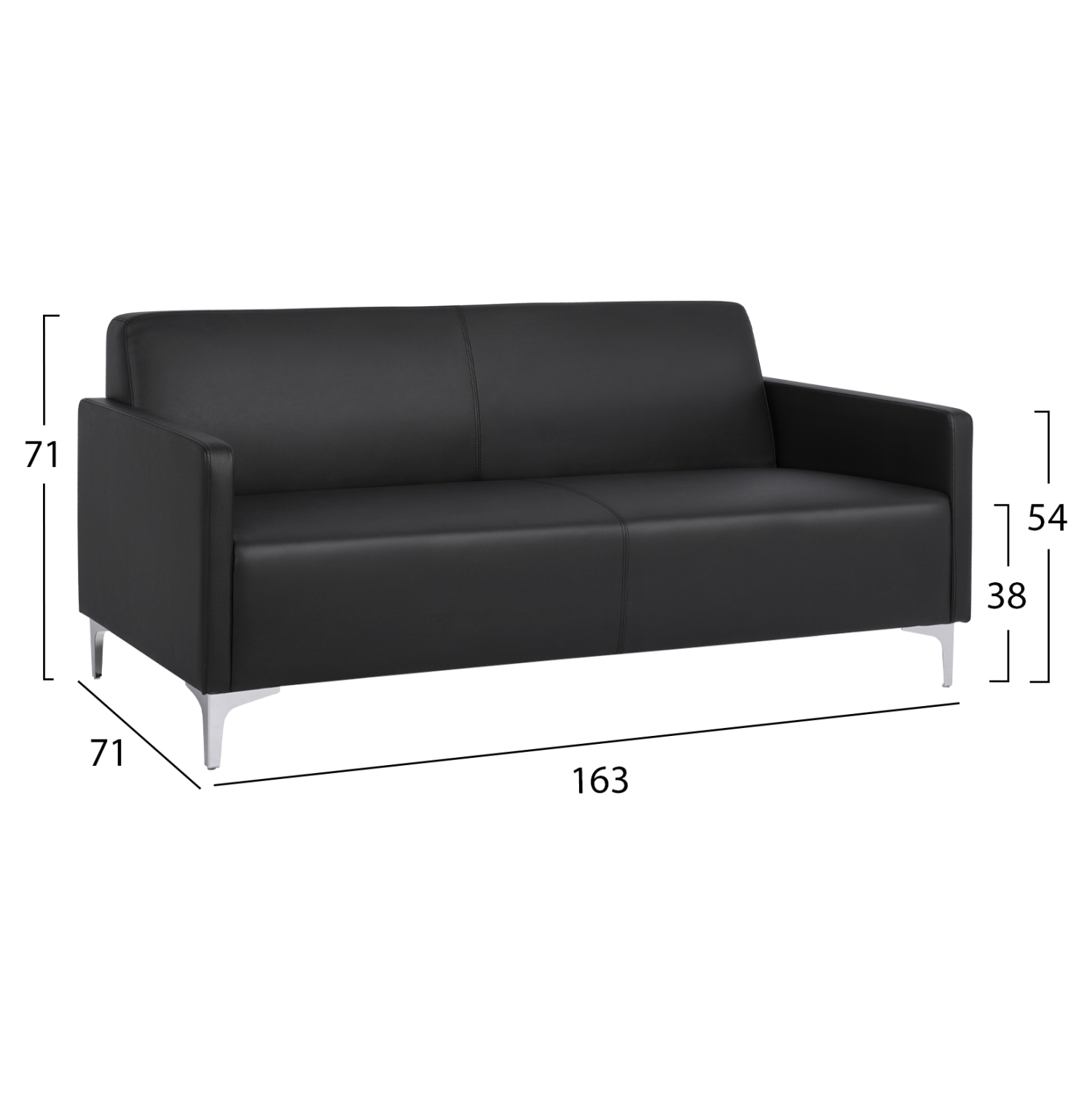 ΚΑΝΑΠΕΣ 3ΘΕΣΙΟΣ NELLIE HM3159.31 ΜΕ ΜΑΥΡΟ PU 163x71x71Υ εκ. (x1) - Image 2
