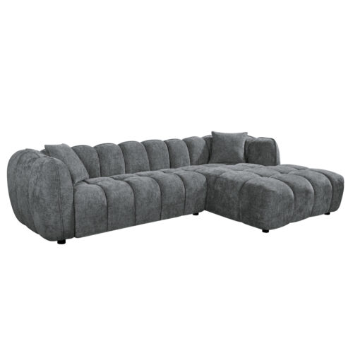 ΚΑΝΑΠΕΣ ΓΩΝΙΑ (ΔΕΞΙΑ) LYKKE HM3326.01R ΓΚΡΙ ΥΦΑΣΜΑ 280x89-165(η γωνία)x70Υεκ (x1)