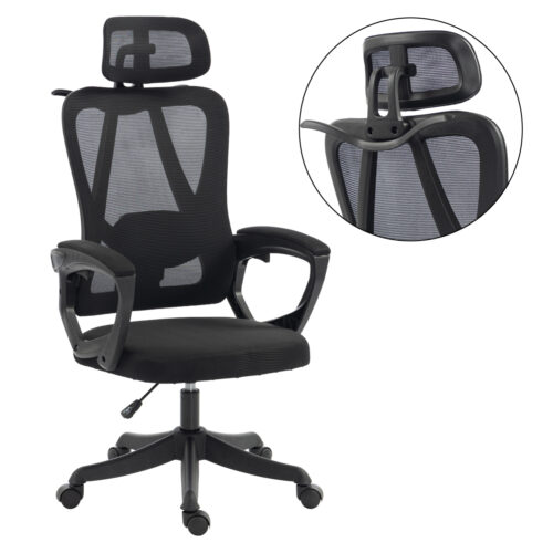 ΚΑΡΕΚΛΑ ΓΡΑΦΕΙΟΥ FRANTIC HM1224.01 ΜΑΥΡO MESH & ΠΟΛΥΠΡΟΠΥΛΕΝΙΟ 60x60x134Υεκ (x1)