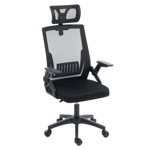 ΚΑΡΕΚΛΑ ΓΡΑΦΕΙΟΥ MATRON HM1226.01 ΜΑΥΡO PP & MESH ΥΦΑΣΜΑ 47x47x128Υεκ (x1)
