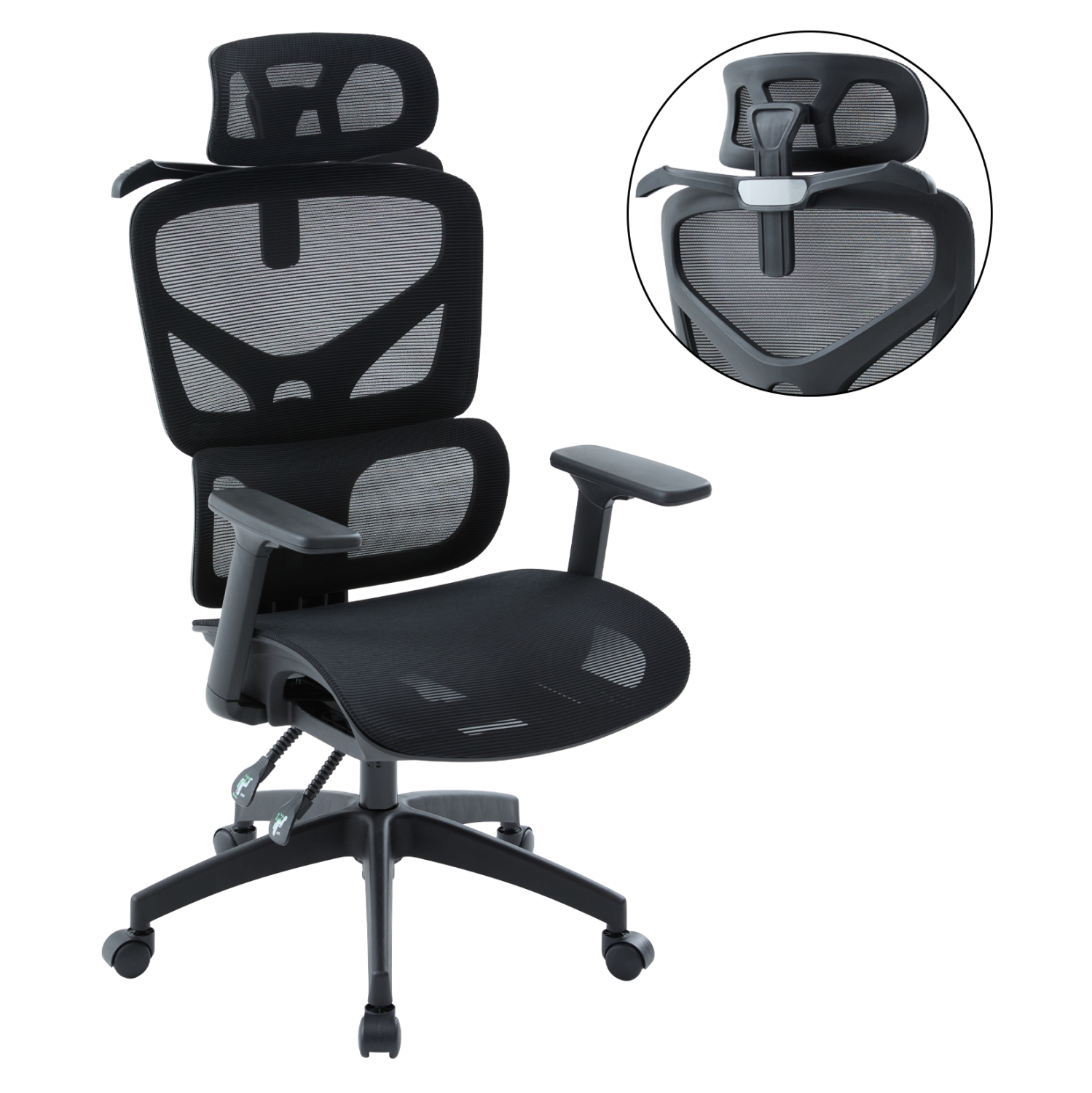 ΚΑΡΕΚΛΑ ΓΡΑΦΕΙΟΥ APEX HM1227.01 ΜΑΥΡO MESH & PP 68x68x120-130Υεκ (x1)