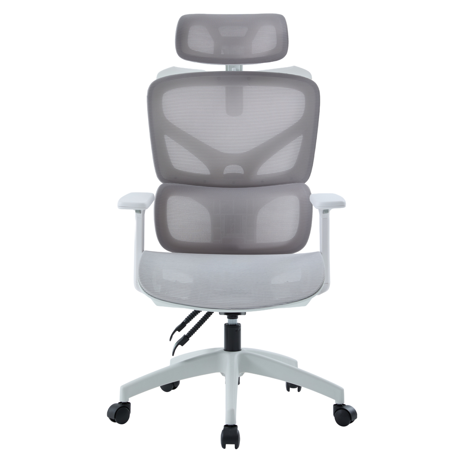 ΚΑΡΕΚΛΑ ΓΡΑΦΕΙΟΥ APEX HM1227.02 ΛΕΥΚΟ PP--ΑΝΟΙΧΤΟ ΓΚΡΙ MESH 68x68x120-130Υεκ (x1) - Image 3