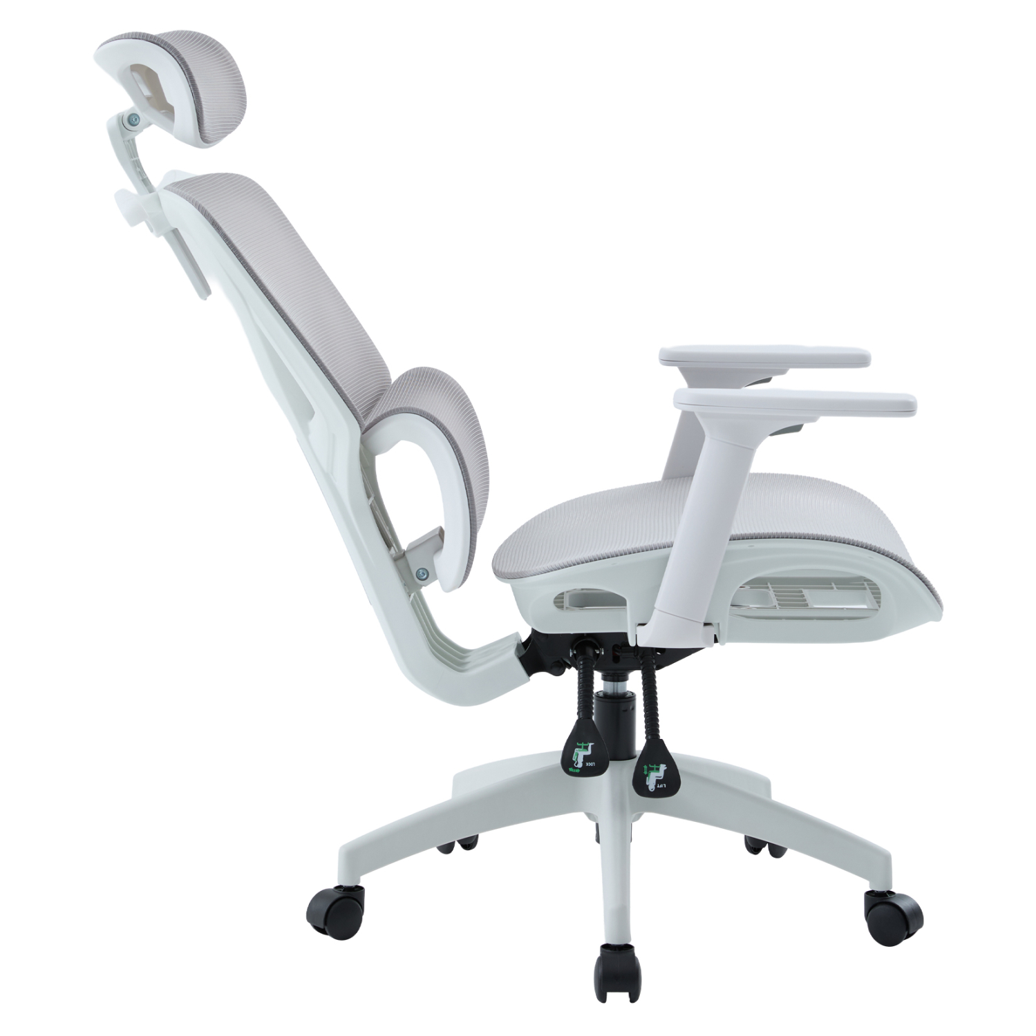 ΚΑΡΕΚΛΑ ΓΡΑΦΕΙΟΥ APEX HM1227.02 ΛΕΥΚΟ PP--ΑΝΟΙΧΤΟ ΓΚΡΙ MESH 68x68x120-130Υεκ (x1) - Image 4