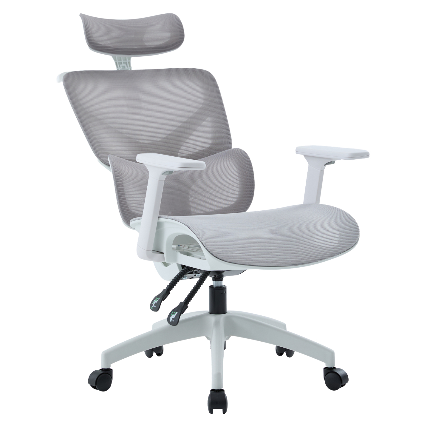 ΚΑΡΕΚΛΑ ΓΡΑΦΕΙΟΥ APEX HM1227.02 ΛΕΥΚΟ PP--ΑΝΟΙΧΤΟ ΓΚΡΙ MESH 68x68x120-130Υεκ (x1) - Image 5