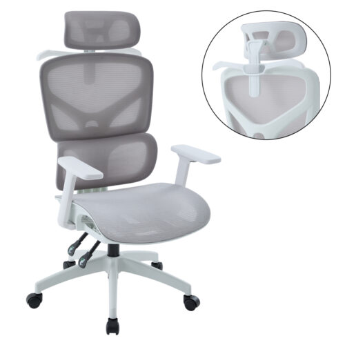 ΚΑΡΕΚΛΑ ΓΡΑΦΕΙΟΥ APEX HM1227.02 ΛΕΥΚΟ PP--ΑΝΟΙΧΤΟ ΓΚΡΙ MESH 68x68x120-130Υεκ (x1)
