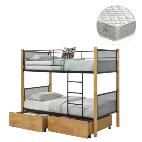 ΚΟΥΚΕΤΑ ΜΕ 2 ΣΥΡΤΑΡΙΑ & 2 ΣΤΡΩΜΑΤΑ 90X190εκ RAYVEN HM21336.02 ΞΥΛΟ ΚΑΙ ΜΕΤΑΛΛΟ (x1)