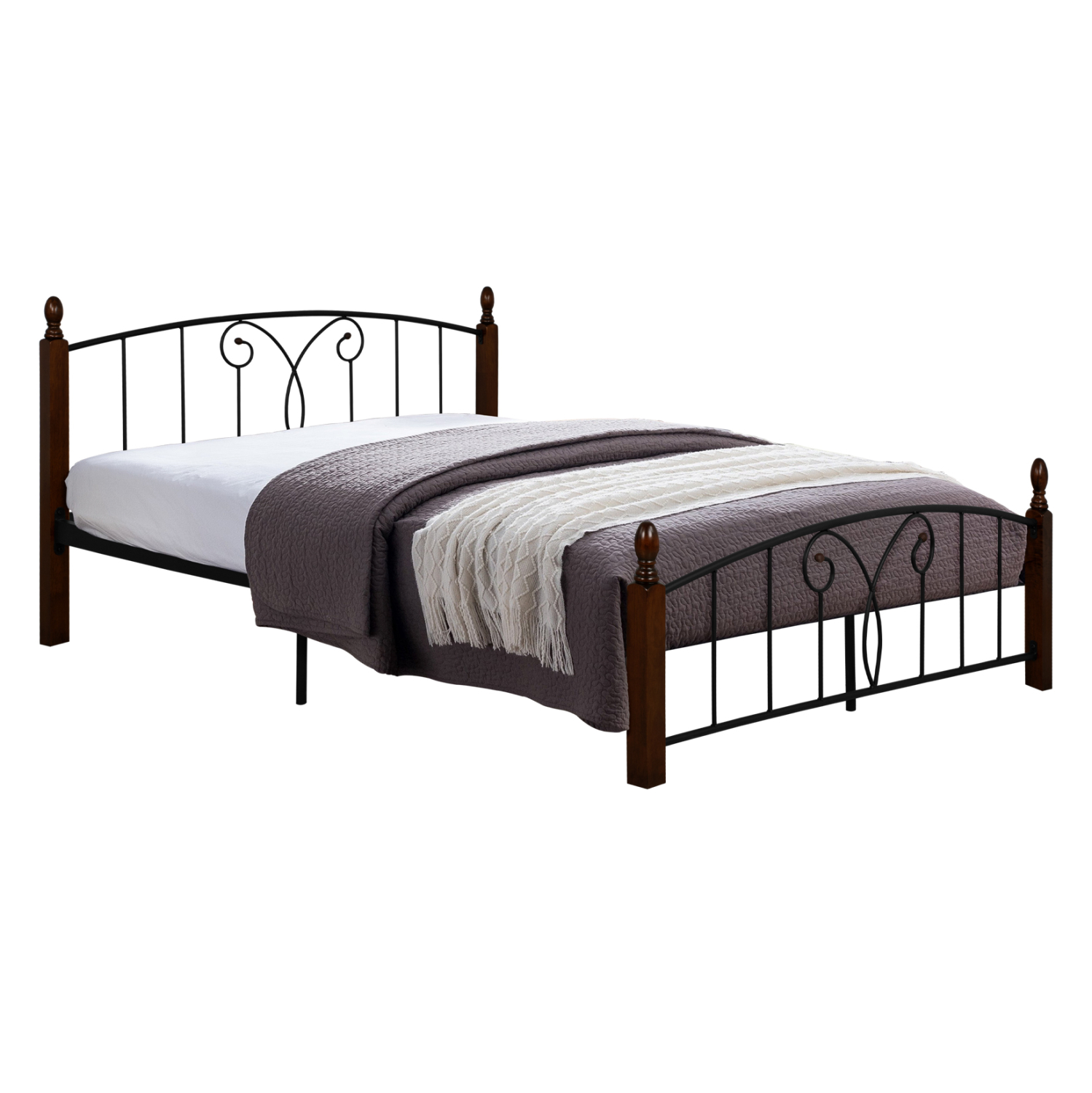 ΚΡΕΒΑΤΙ ΔΙΠΛΟ SUZIE HM585 ΓΙΑ ΣΤΡΩΜΑ 150x200 εκ. ΜΕΤΑΛΛΟ RUBBERWOOD (x1)