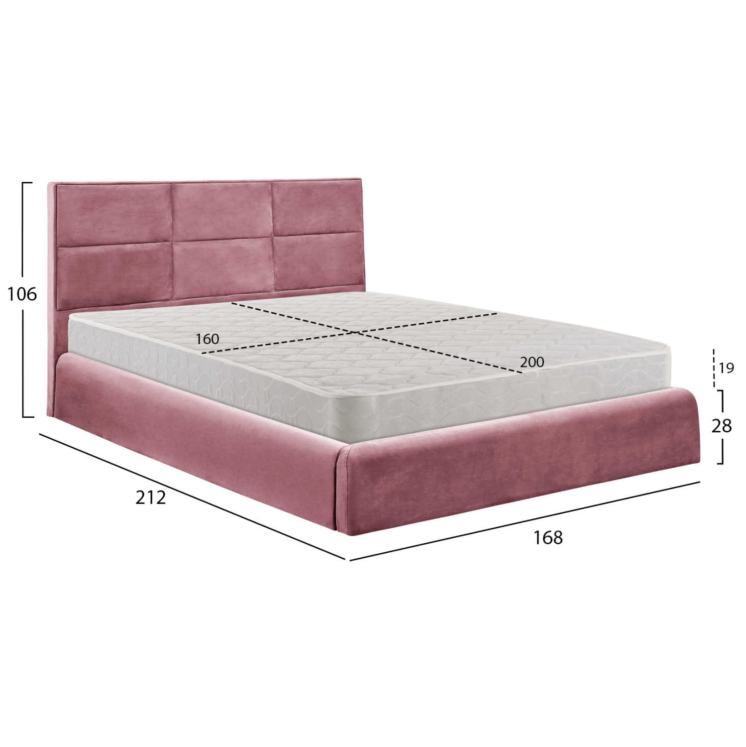 ΚΡΕΒΑΤΙ ΔΙΠΛΟ & ΣΤΡΩΜΑ BRILEY HM21272.02 ΣΑΠΙΟ ΜΗΛΟ ΒΕΛΟΥΔΟ ΜΕ ΑΠΟΘ.ΧΩΡΟ--ΓΙΑ 160x200εκ (x1) - Image 3