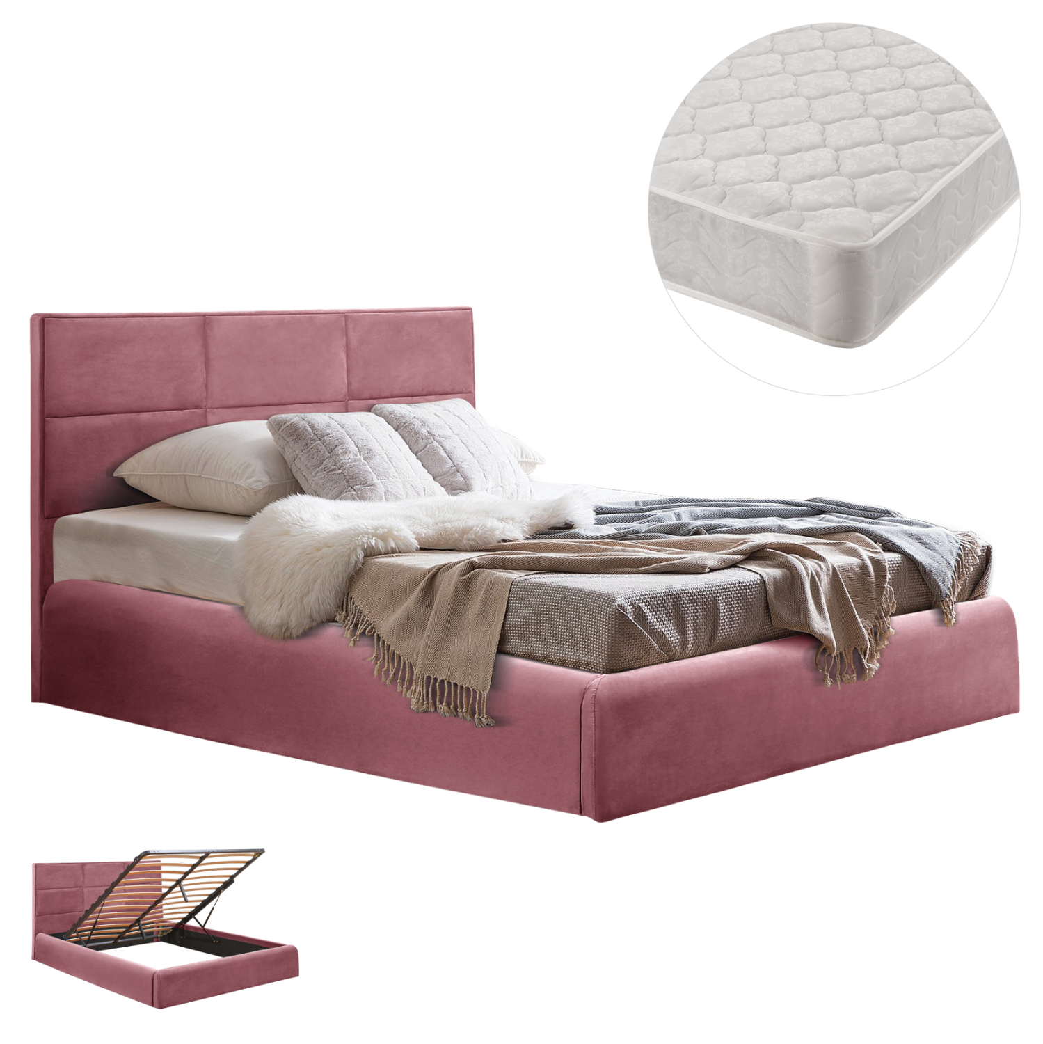 ΚΡΕΒΑΤΙ ΔΙΠΛΟ & ΣΤΡΩΜΑ BRILEY HM21272.02 ΣΑΠΙΟ ΜΗΛΟ ΒΕΛΟΥΔΟ ΜΕ ΑΠΟΘ.ΧΩΡΟ--ΓΙΑ 160x200εκ (x1)