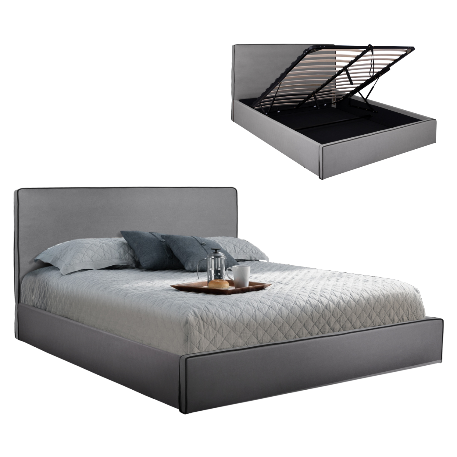 ΚΡΕΒΑΤΙ ALLIE HM584.01 160x200 εκ. ΜΕ ΑΠΟΘΗΚΕΥΤΙΚΟ ΧΩΡΟ ΓΚΡΙ ΥΦΑΣΜΑ (x1)