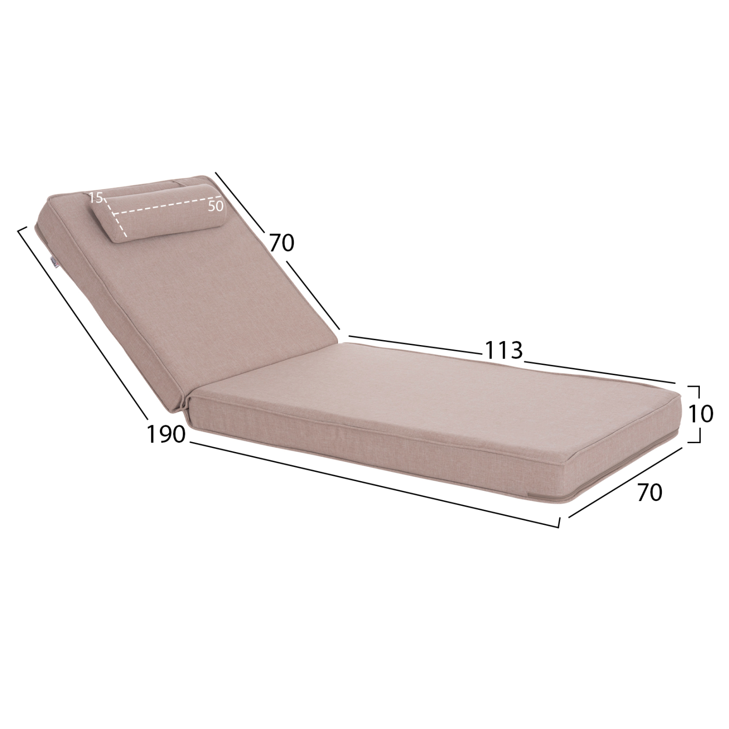 ΜΑΞΙΛΑΡΙ ΞΑΠΛΩΣΤΡΑΣ ΑΚΙΝΟ HM21095.01 OLEFIN ΜΠΕΖ ΜΕ FOAM 190x70x10Υεκ (x1) - Image 2