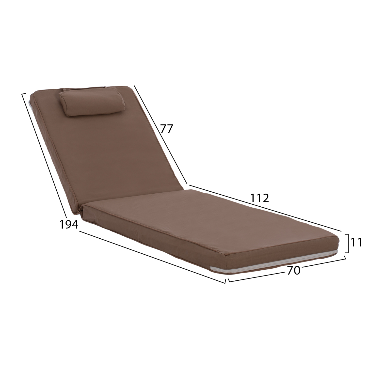 ΜΑΞΙΛΑΡΙ ΞΑΠΛΩΣΤΡΑΣ TEXTILENE 600gr/m2 2X1 SIFNOS ΜΟΚΑ HM11237.04T 194x70x11εκ. (x1) - Image 2
