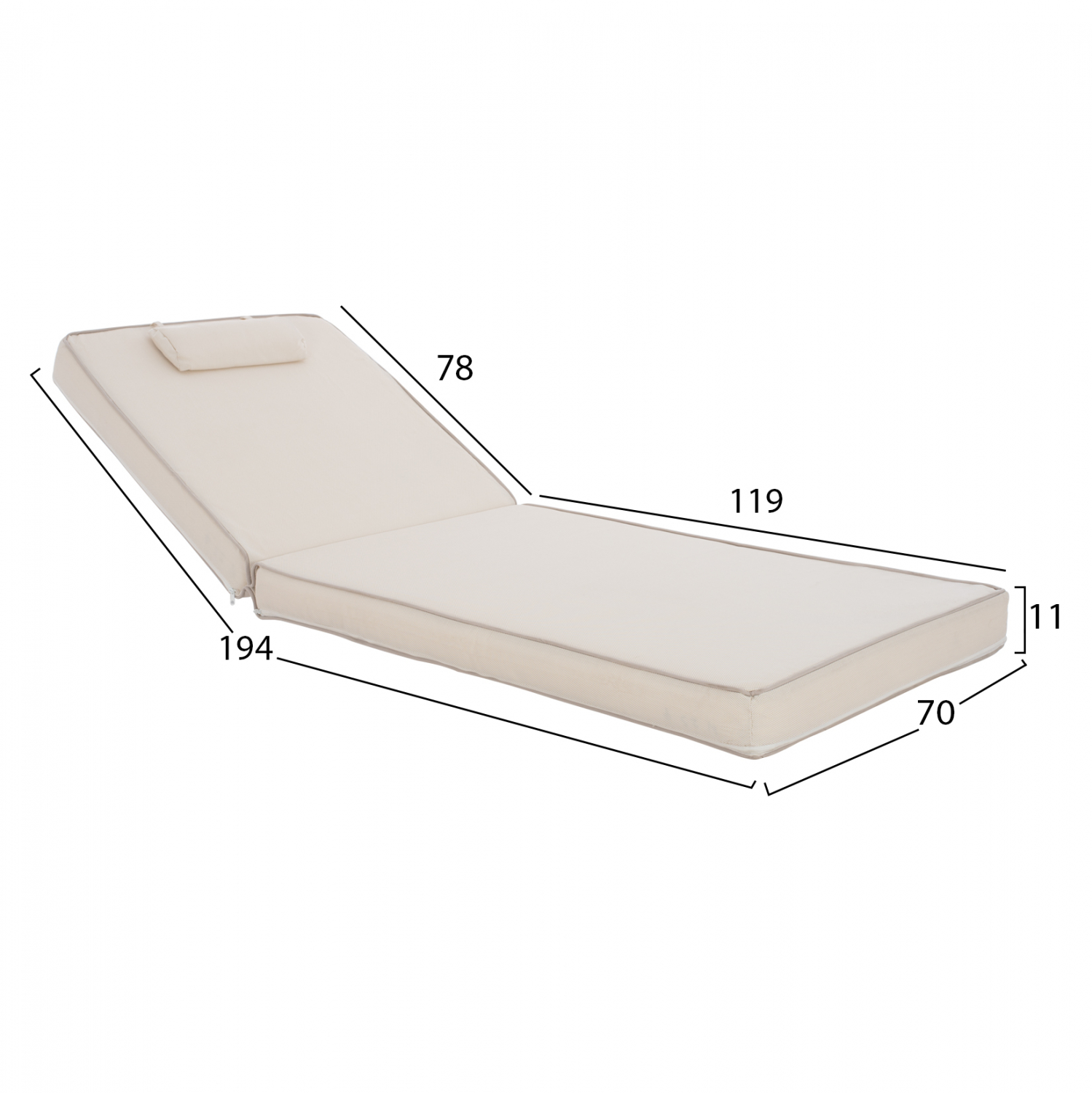 ΜΑΞΙΛΑΡΙ ΞΑΠΛΩΣΤΡΑΣ TEXTILENE 600gr/m2 2X1 SIFNOS ΜΠΕΖ HM11237.60T 194x70x11εκ. (x1) - Image 2