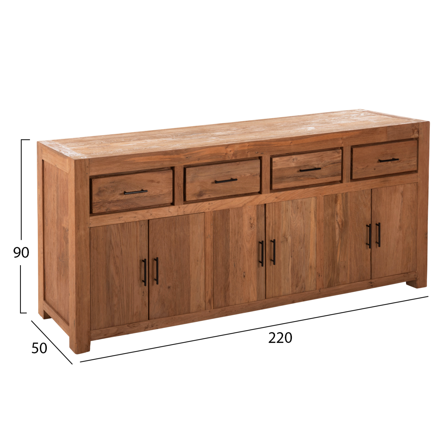 ΜΠΟΥΦΕΣ GRAYSON HM9802 ΑΝΑΚΥΚΛΩΜΕΝΟ ΞΥΛΟ TEAK ΣΕ ΦΥΣΙΚΟ 220x50x90Υεκ. (x1) - Image 2