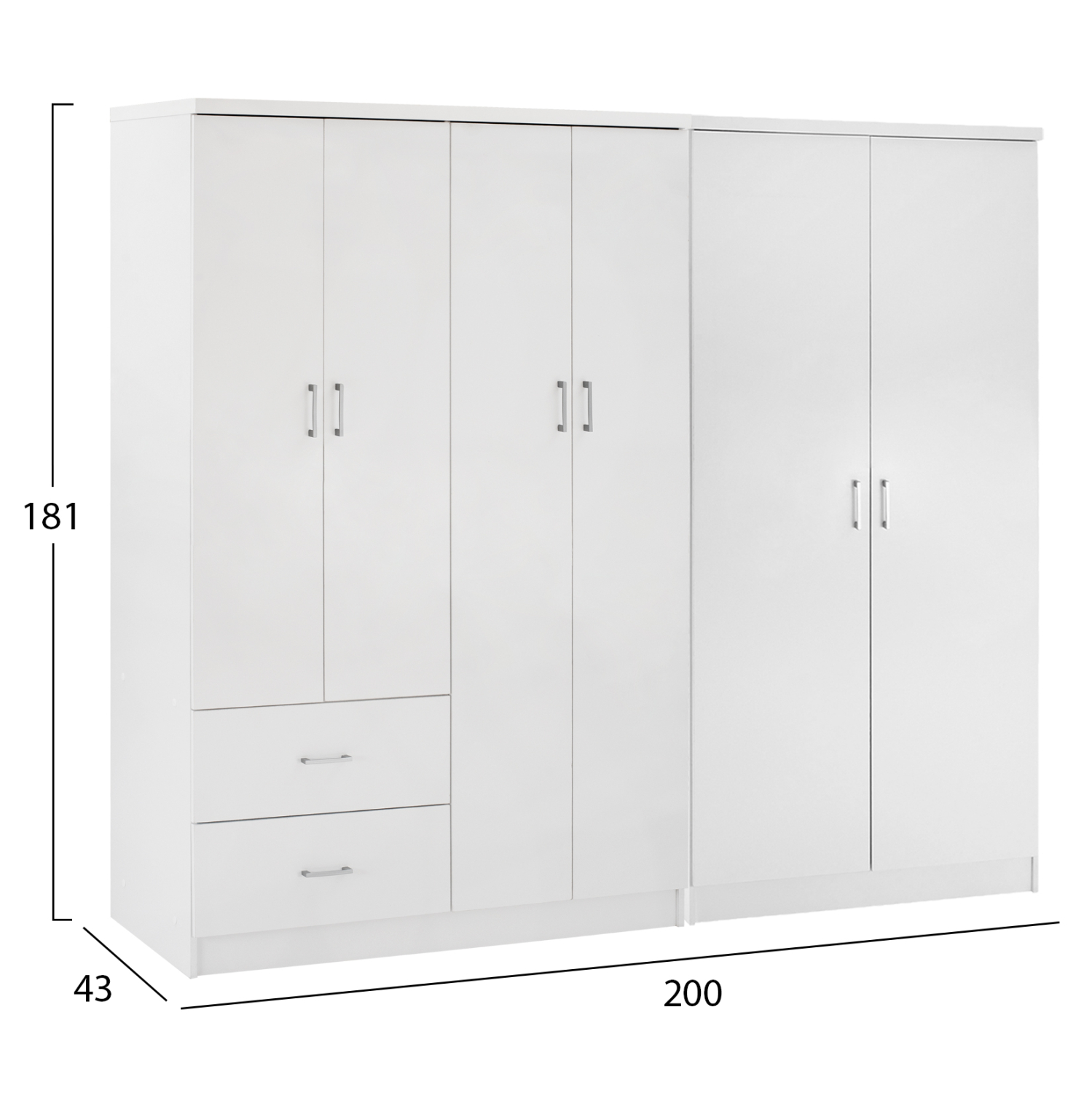 ΝΤΟΥΛΑΠΑ 6ΦΥΛΛΗ BLAKELY HM21235.05 ΜΕΛΑΜΙΝΗ ΧΡΩΜΑ ΛΕΥΚΟ 201x43x181Υεκ (x1) - Image 2