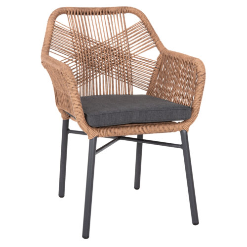 ΠΟΛΥΘΡΟΝΑ TOPIN HM6048.03 ΑΛΟΥΜΙΝΙΟ ΑΝΘΡΑΚΙ-P.E. RATTAN ΜΠΕΖ-ΜΑΞΙΛΑΡΙ ΑΝΘΡΑΚΙ (x1)