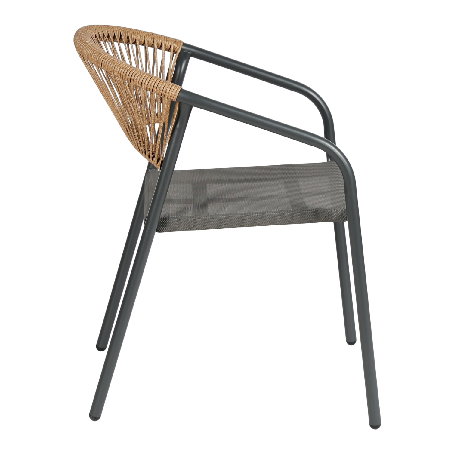 ΠΟΛΥΘΡΟΝΑ HOMAN HM6430.01 ΓΚΡΙ ΜΕΤΑΛΛΟ & TEXTILENE--ΜΠΕΖ P.E.RATTAN 53x58x75Υεκ (x1) - Image 4