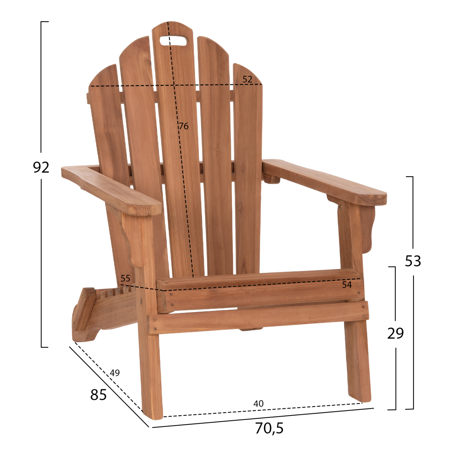 ΠΟΛΥΘΡΟΝΑ LOUNGE ΠΤΥΣΣΟΜΕΝΗ SKALL HM6619 ΞΥΛΟ TEAK ΦΥΣΙΚΟ 70.5x85x92Υεκ. (x1) - Image 10