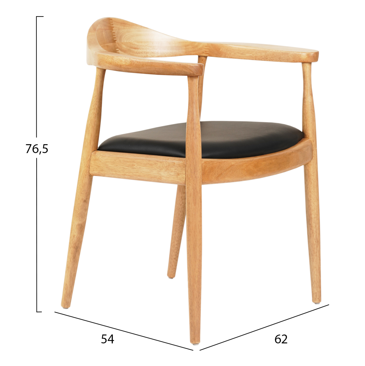 ΠΟΛΥΘΡΟΝΑ ΤΡΑΠΕΖΑΡΙΑΣ ADOR HM9948.01 RUBBERWOOD ΣΕ ΟΑΚ ΚΑΙ ΜΑΥΡΟ PU 62x54x76,5Υεκ (x1) - Image 2