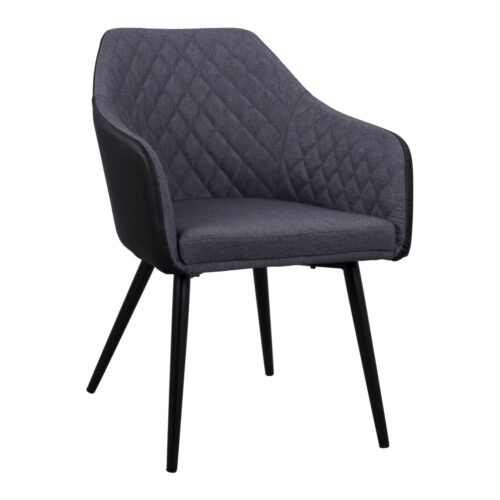 ΠΟΛΥΘΡΟΝΑΚΙ CHARLES HM8522.01 ΜΕ ΥΦΑΣΜΑ ΣΚΟΥΡΟ ΓΚΡΙ PU ΜΑΥΡΟ 57x63x83Υ εκ. (x2)