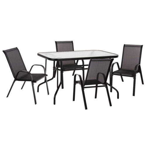 ΣΕΤ ΤΡΑΠΕΖΑΡΙΑΣ 5ΤΜΧ ADAM HM10896.03 ΤΡΑΠΕΖΙ 120x70εκ & 4 ΠΟΛΥΘΡΟΝΕΣ--ΜΑΥΡΟ (x1)