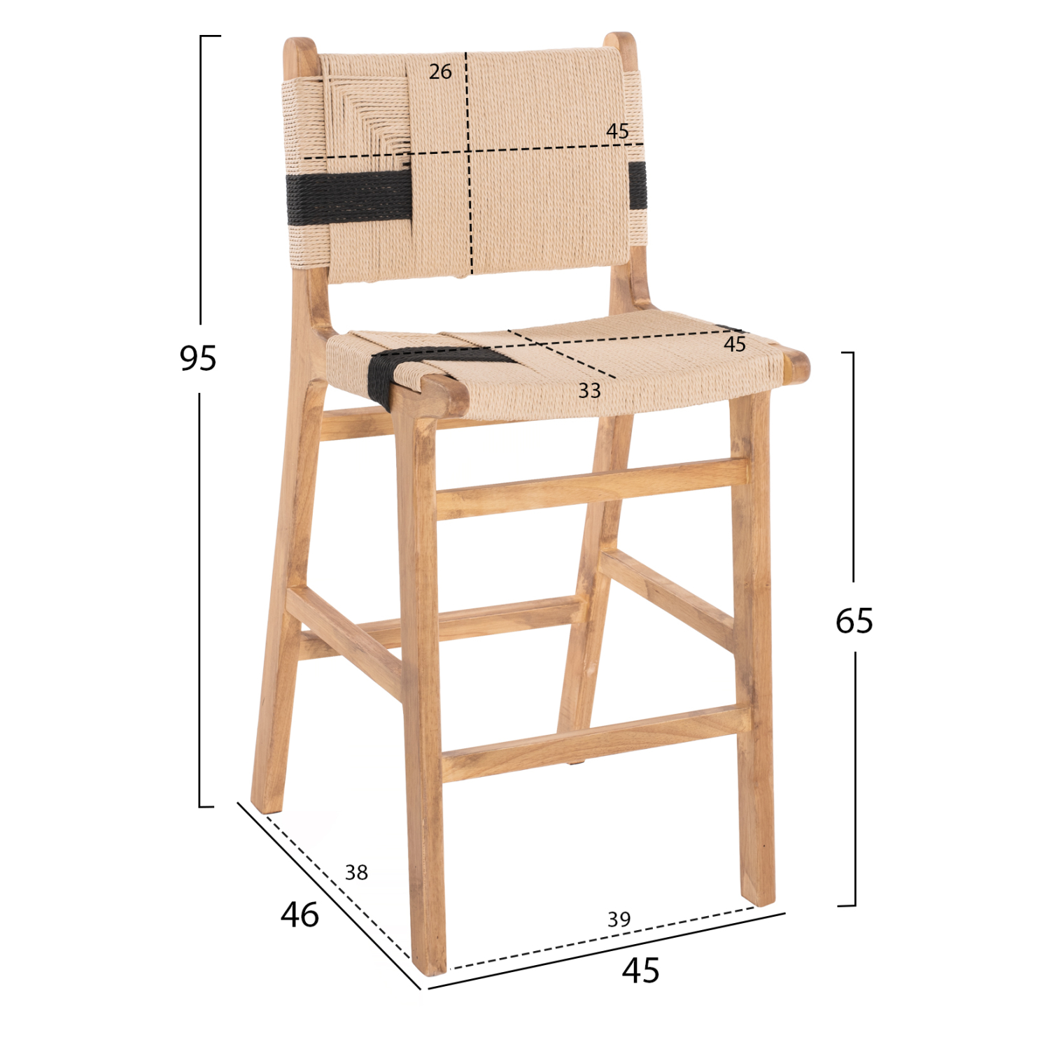ΣΚΑΜΠΟ ΜΕΣΑΙΟΥ ΥΨΟΥΣ HM9325.01 RUBBERWOOD & ΣΧΟΙΝΙ-ΦΥΣΙΚΟ RUSTIC 45x46x95Υεκ. (x1) - Image 2