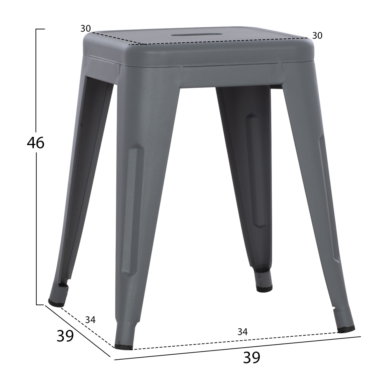 ΣΚΑΜΠΟ ΜΕΤΑΛΛΙΚΟ MELITA HM0096.50 ΣΕ ΓΚΡΙ ΜΑΤ ΧΡΩΜΑ 37x37x45Υεκ. (x1) - Image 2