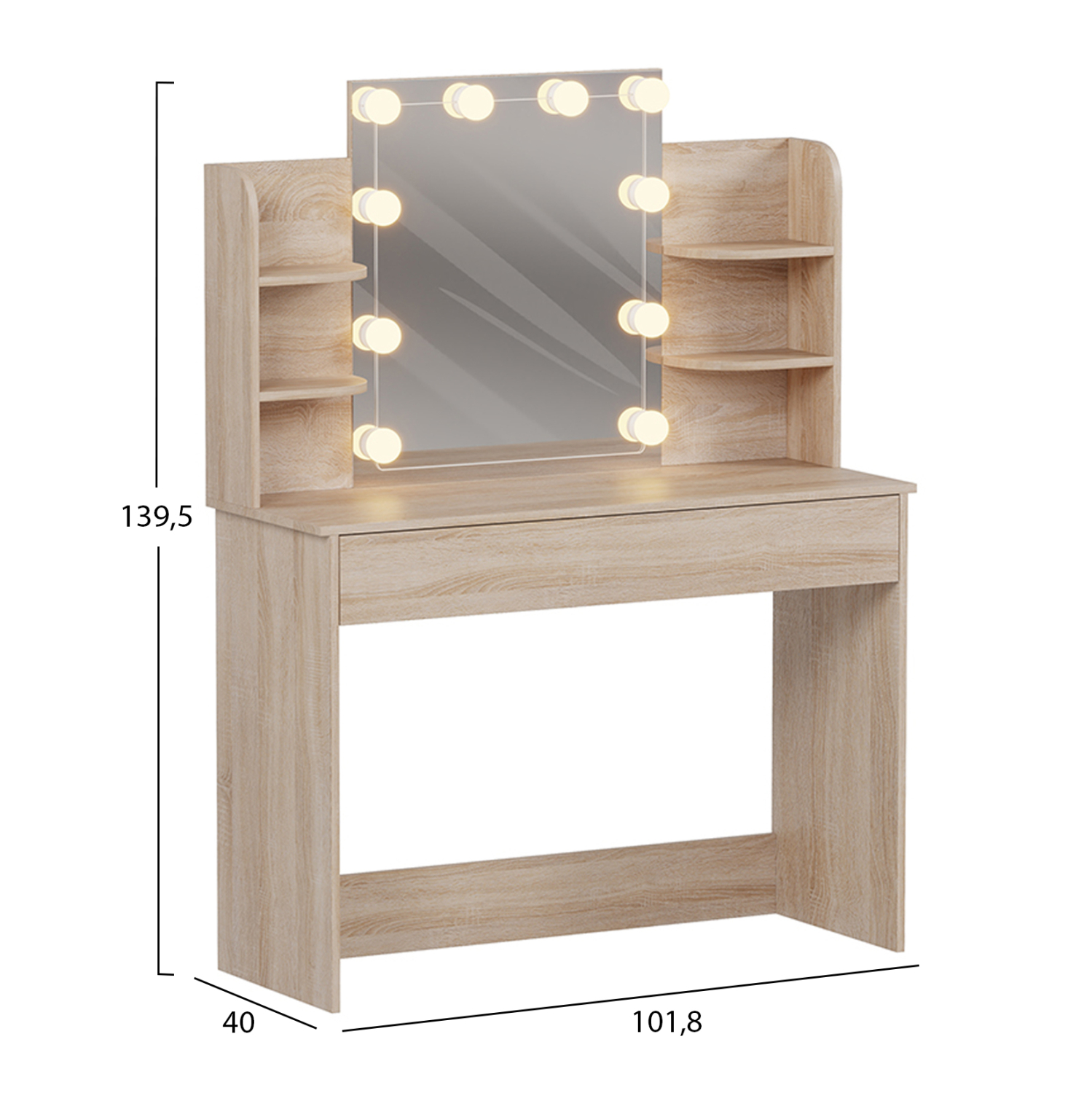 ΤΟΥΑΛΕΤΑ ΜΕ ΦΩΤΙΣΜΟ LED-ΡΑΦΙΑ-ΣΥΡΤΑΡΙΑ LAURYN HM2502.01 SONAMA 108x40x140Υεκ (x1) - Image 3