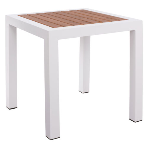 ΤΡΑΠΕΖΙ ΑΛΟΥΜΙΝΙΟΥ SABRA HM5403.01 ΛΕΥΚΟ ΜΕ POLYWOOD 45Χ45Χ45,5Y εκ. (x1)