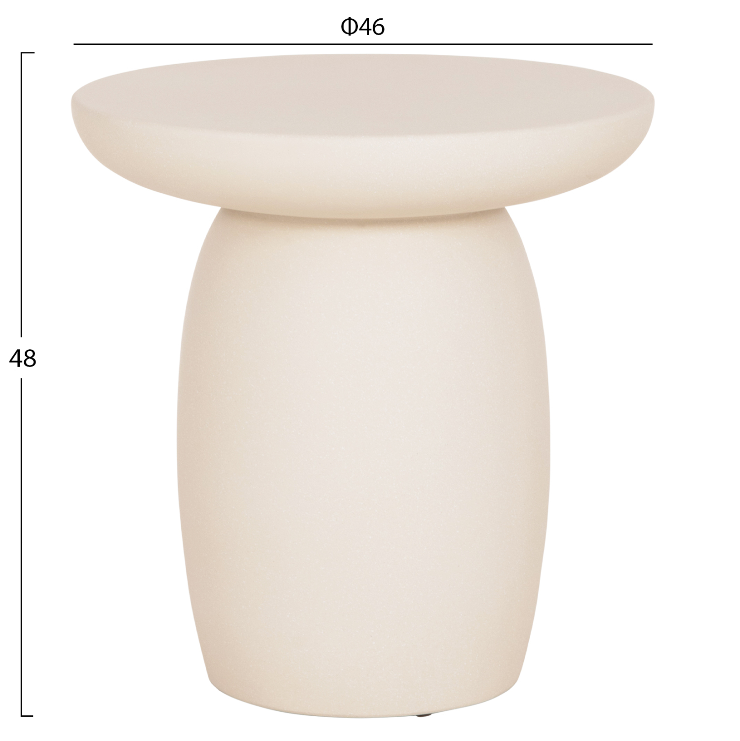ΤΡΑΠΕΖΙ ΒΟΗΘΗΤΙΚΟ ΣΤΡΟΓΓΥΛΟ HIKARI HM6593.02 ΜΠΕΖ FIBER CEMENT Φ46x48Υεκ. (x1) - Image 5