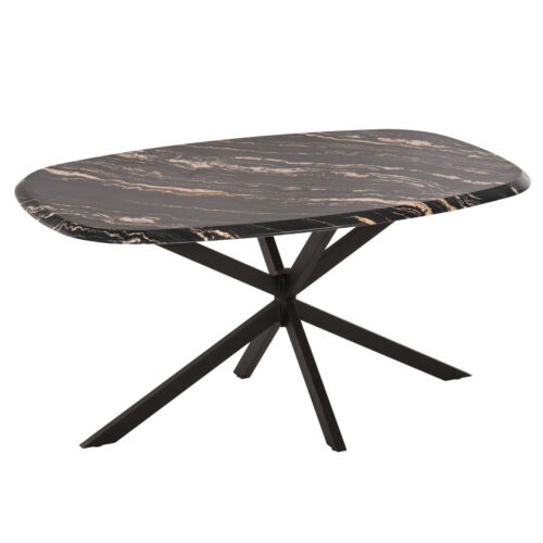 ΤΡΑΠΕΖΙ ΟΒΑΛ RODDEN HM11903.02 ΜΕ WERZALIT BLACK/GOLD MARBLE-ΜΑΥΡΗ ΒΑΣΗ 146x94x75Υεκ (x1)
