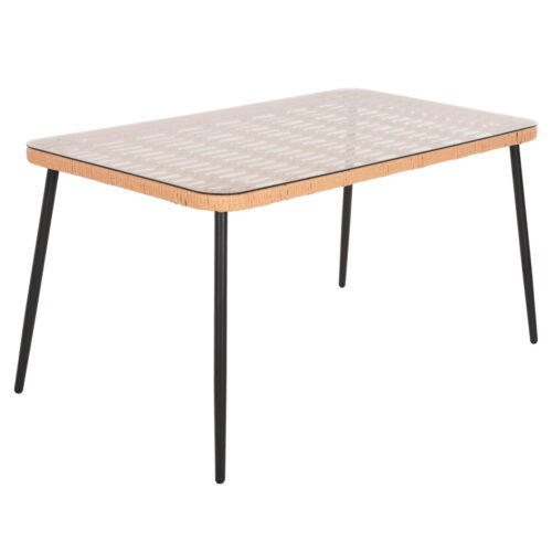 ΤΡΑΠΕΖΙ ΟΡΘΟΓΩΝΙΟ ALLEGRA HM5537.11 ΜΕΤΑΛ.ΜΑΥΡΟ-P.E. RATTAN ΦΥΣΙΚΟ 139,5x79,5x73Υεκ. (x1)