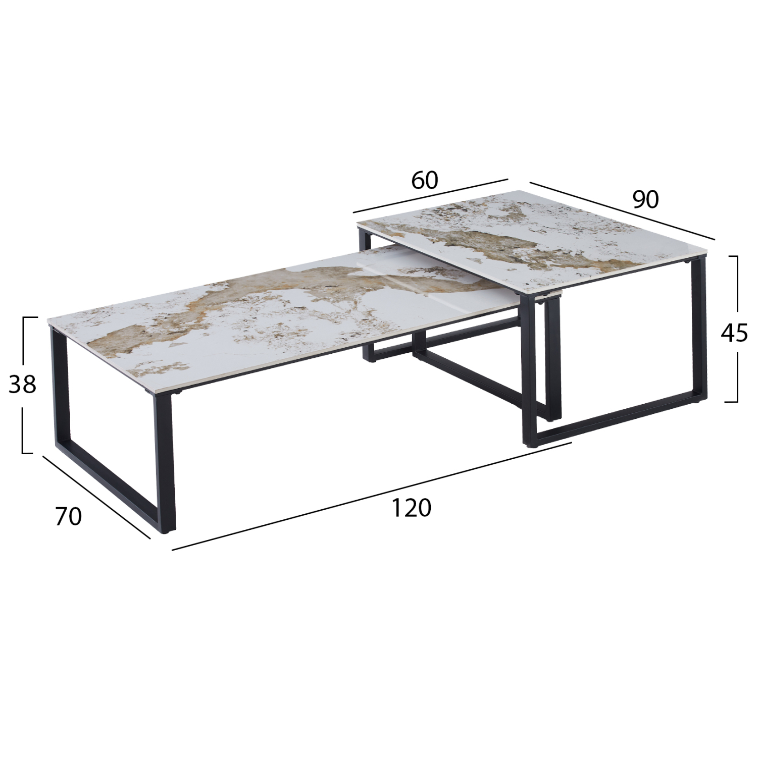ΤΡΑΠΕΖΙ ΣΑΛΟΝΙΟΥ 2ΤΜΧ TERREN HM18365.01 ΜΕΤΑΛΛΟ--SINTERED STONE PANDORA 120x70x45Υεκ (x1) - Image 3