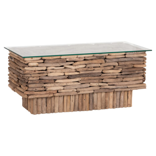 ΤΡΑΠΕΖΙ ΣΑΛΟΝΙΟΥ ΟΡΘΟΓΩΝΙΟ SPARROW HM18366 DRIFTWOOD--ΓΥΑΛΙ 105x45x47Υεκ. (x1)