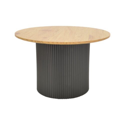 Τραπέζι σαλονιού Dovel pakoworld mdf σε sonoma-μαύρο μέταλλο Φ70x45εκ (x1)