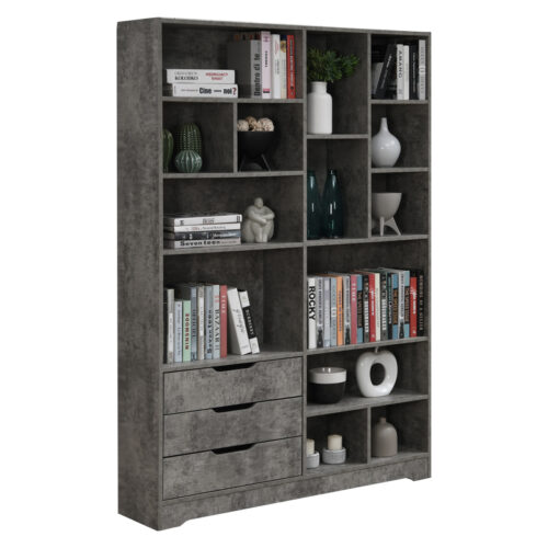 Βιβλιοθήκη Lucinda pakoworld γκρι oak 120x29.8x180.5εκ (x1)