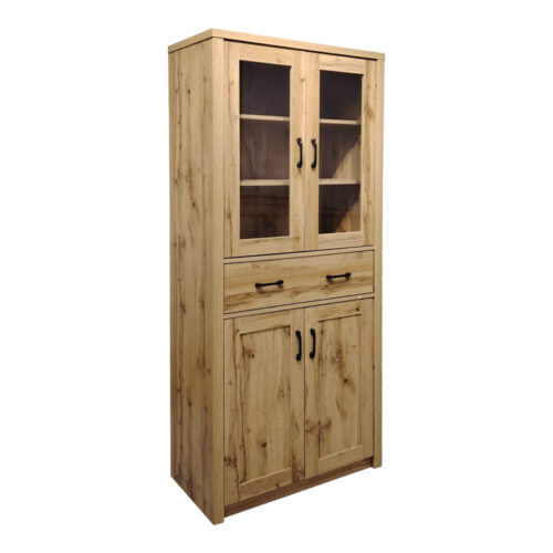 Βιτρίνα-ντουλάπα Nisso pakoworld σε oak απόχρωση 80x40x183.5εκ (x1)