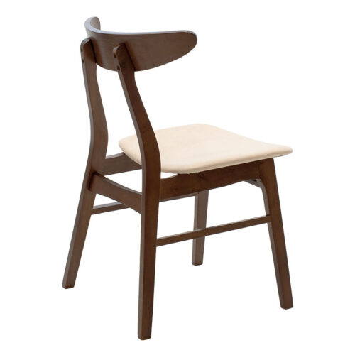 Καρέκλα Orlean pakoworld μπεζ ύφασμα-rubberwood καρυδί πόδι (x2)