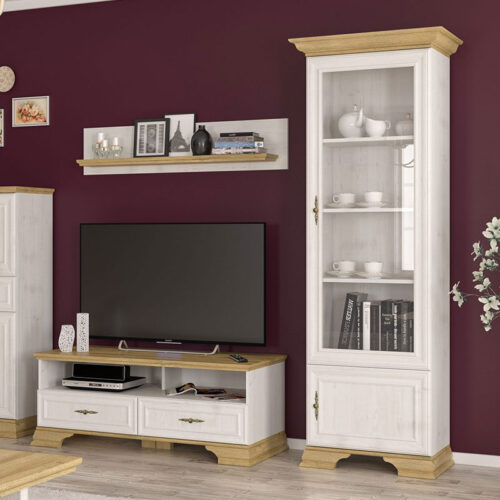 Βιτρίνα Jaden pakoworld golden oak-λευκό antique 70,5x43x197,5εκ (x1)