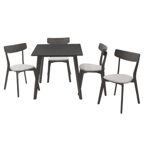 Tραπεζαρία Benson - Toto pakoworld σετ 5τμχ rustic grey - ύφασμα grey 80x80x75εκ (x1)