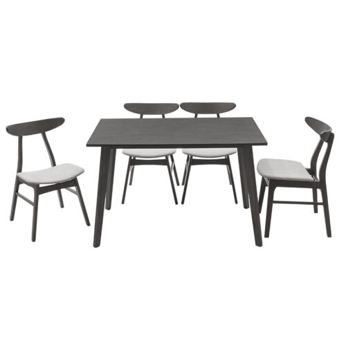Tραπεζαρία Benson - Orlean pakoworld σετ 5τμχ rustic grey-ύφασμα γκρι 120x75x75εκ (x1)