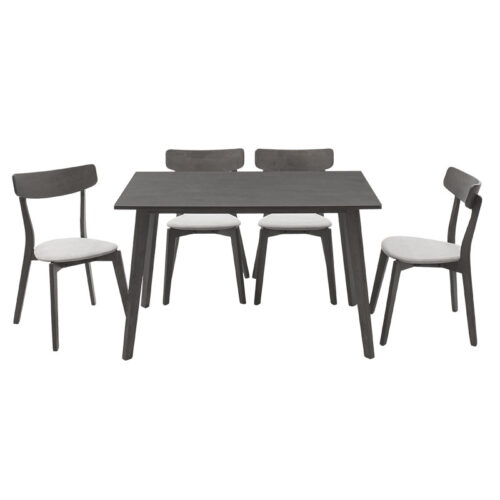 Tραπεζαρία Benson - Toto pakoworld σετ 5τμχ rustic grey - ύφασμα γκρι 120x75x75εκ (x1)