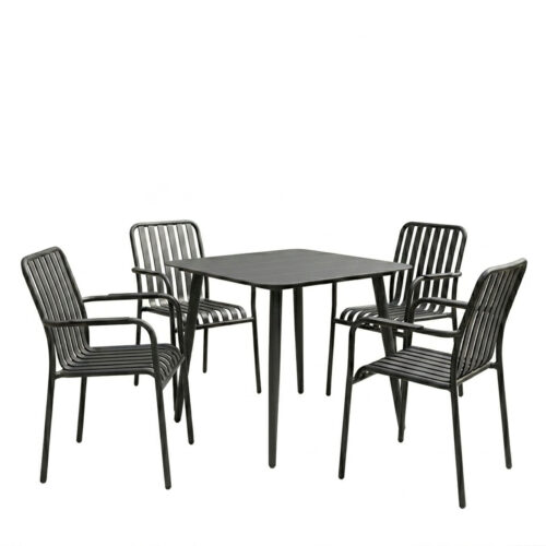 Τραπεζαρία Heven Vista pakoworld σετ 5τεμ μαύρο αλουμίνιο 80x80x72εκ (x1)