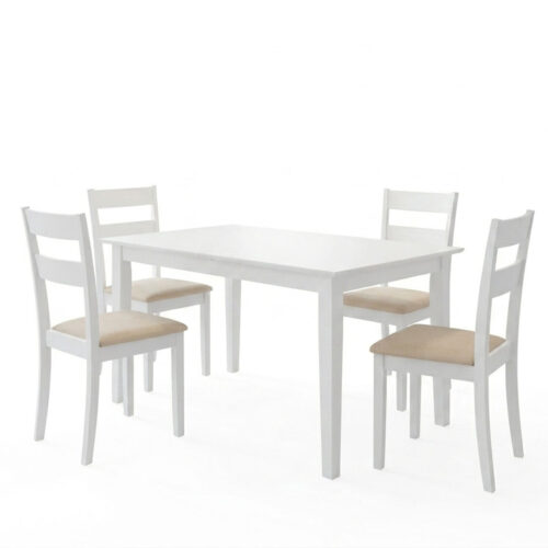 Τραπεζαρία Dallan Mabor pakoworld 5τεμ λευκό rubberwood 120-150x80x73,8εκ (x1)