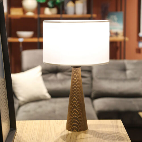 Επιτραπέζιο φωτιστικό Kalito pakoworld ivory-καφέ Φ24x45εκ (x1)