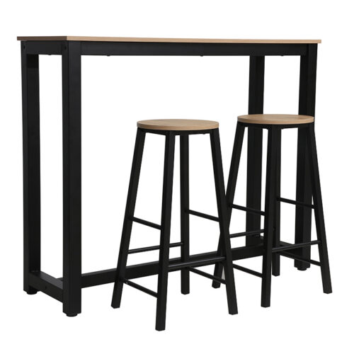 Σετ τραπέζι μπαρ Marle pakoworld 3τμχ sonoma-μαύρο πόδι 120x40x100εκ (x1)