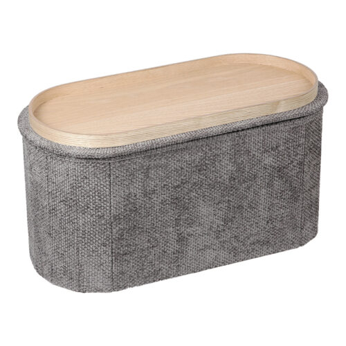 Σκαμπό-μπαούλο Trebia pakoworld γκρι ύφασμα 76x38x38εκ (x1)