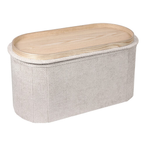 Σκαμπό-μπαούλο Trebia pakoworld κρεμ ύφασμα 76x38x38εκ (x1)