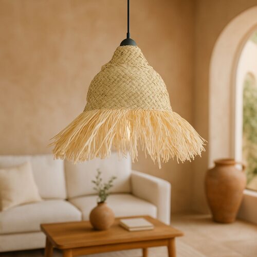Φωτιστικό οροφής Boher Inart seagrass σε φυσική απόχρωση Φ33x76εκ (x1)