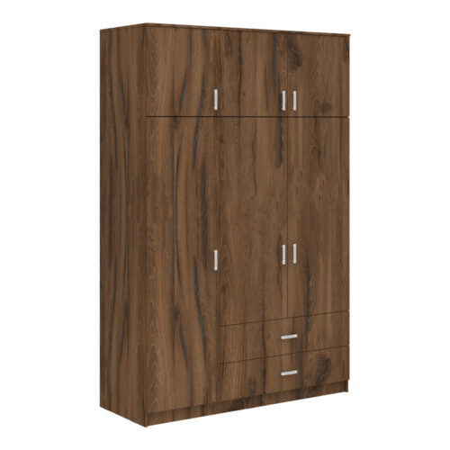 Ντουλάπα τρίφυλλη με συρτάρια Royal pakoworld καρυδι-oak 150x58x230εκ (x1)